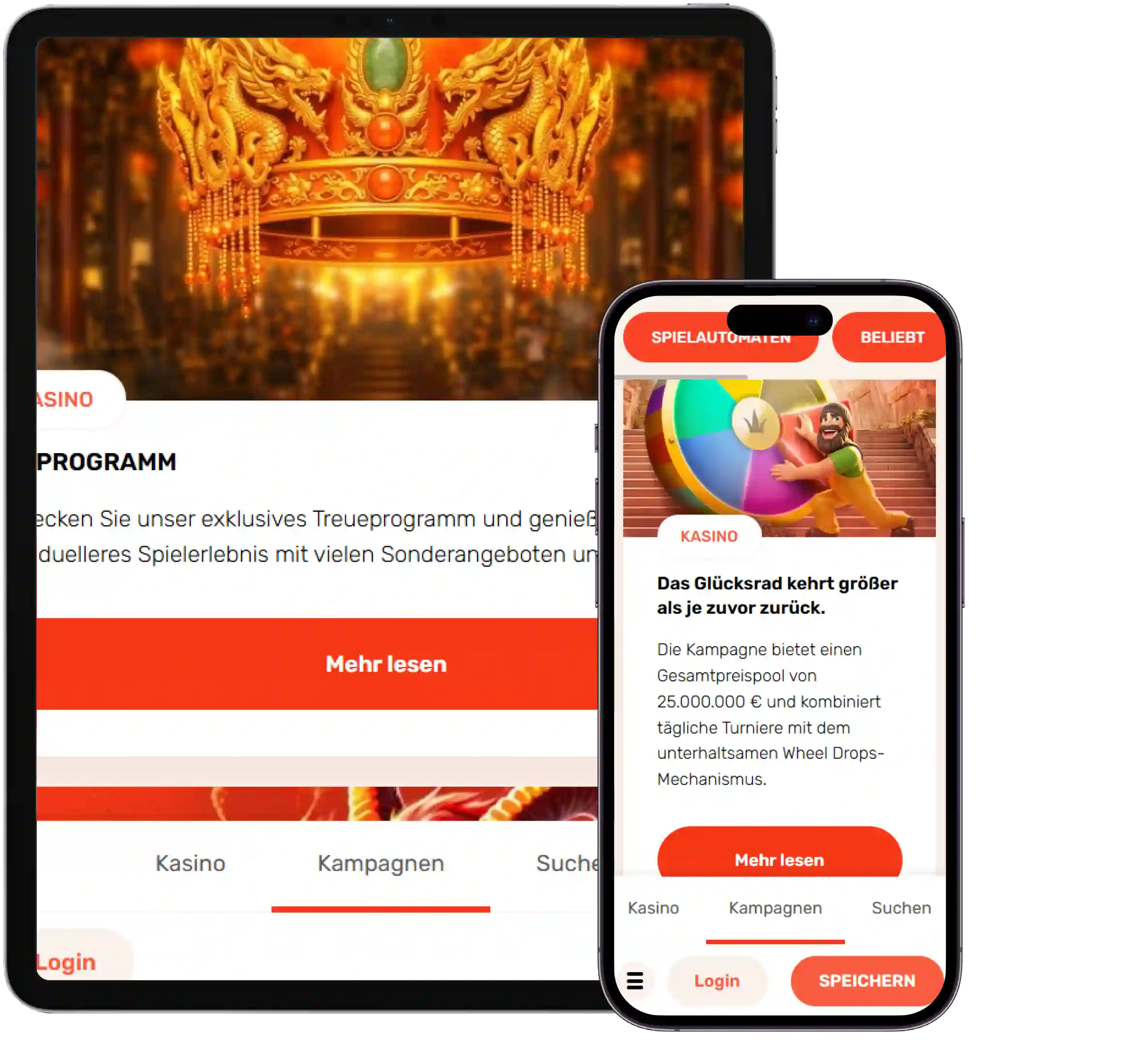 Koi Casino mobile Ansicht mit Kampagnen und Spieloberfläche auf Smartphone
