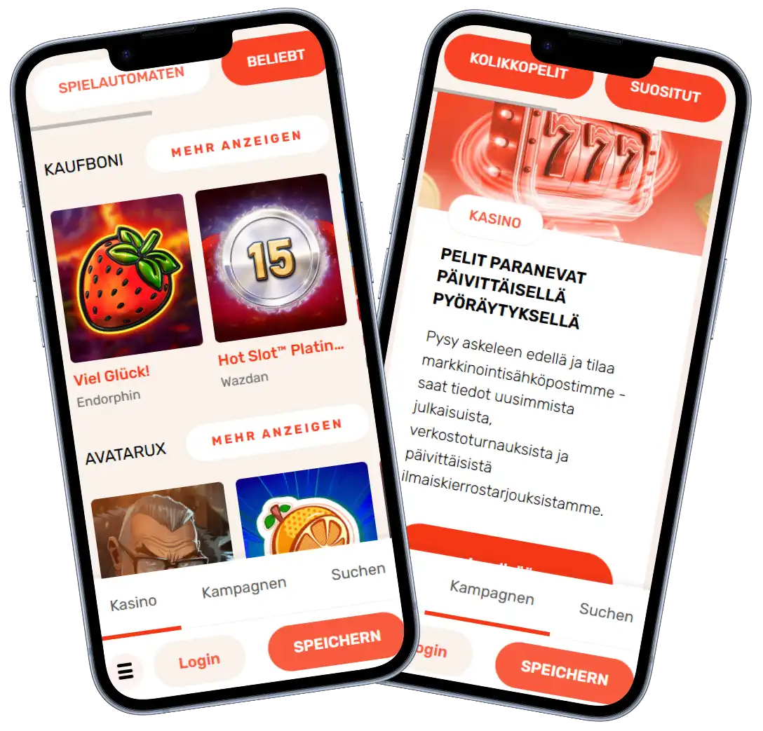 Koi Casino mobile Ansicht mit Spielautomaten und Kampagnen auf Smartphone