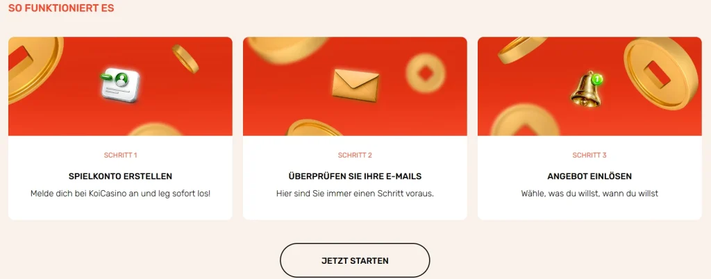 Koi Casino Registrierung Schritte mit Konto erstellen und E-Mail Bestätigung